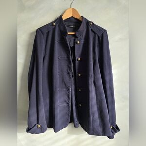 Lane Bryant Blue Military Renaissance Bronze Button Flaw